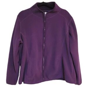 Purple Full Zip Teddy Jacket Fleece Shacket Vintage Cozy Women's Plus Size 18 XL